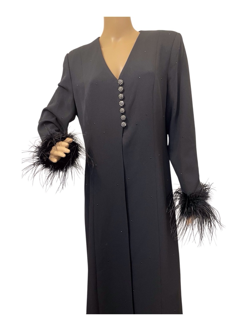 Solini New York Black Evening Gown with Feather,10 - Picture 2 of 7